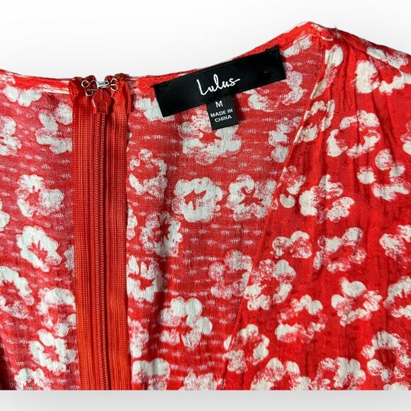 Lulus Garden Explorer Red Floral Print Mini Dress Size‎ M - Picture 2 of 8